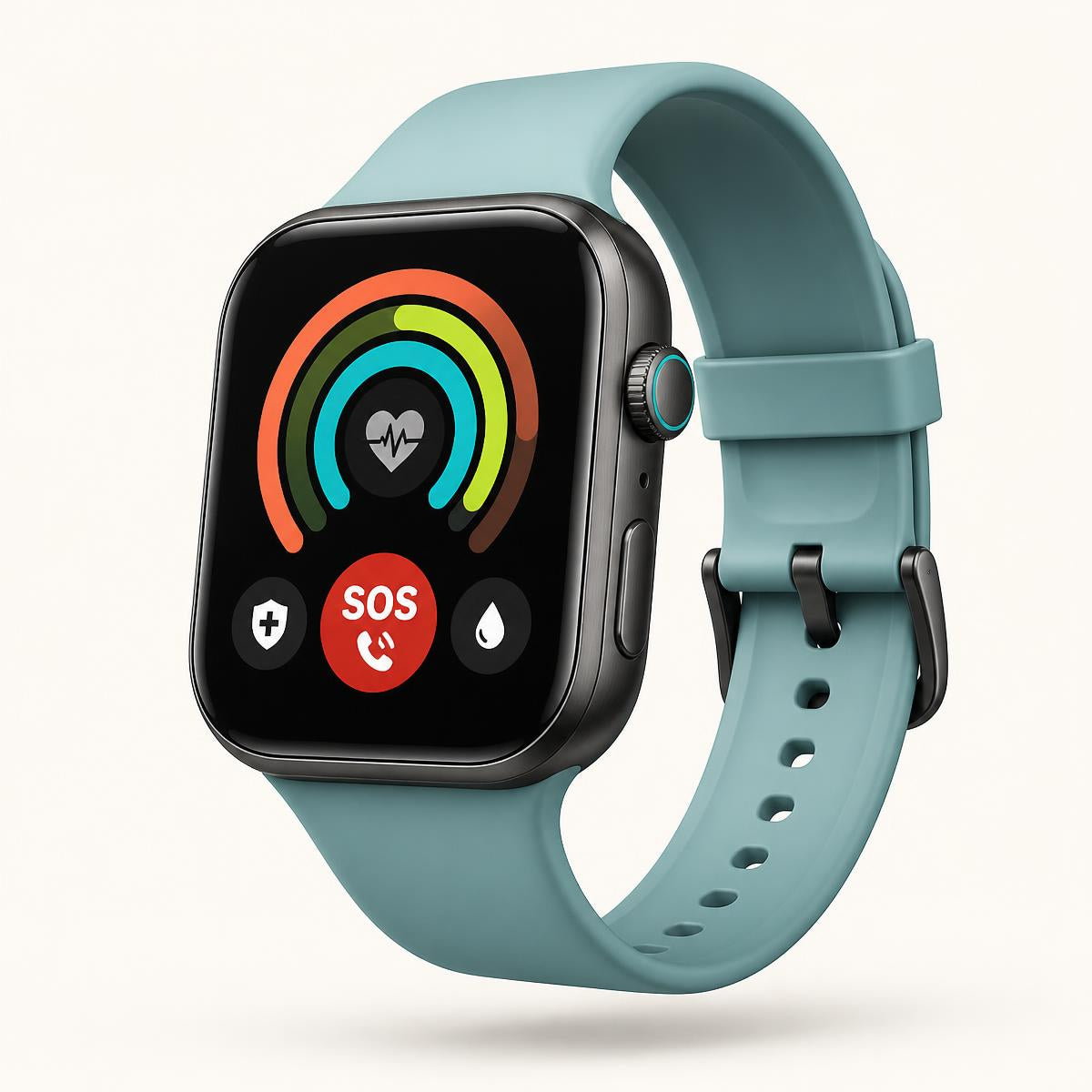 brievelo Aura Smartwatch mit petrolfarbenem Armband